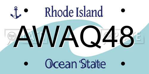 AWAQ48 Rhode Island License Plate