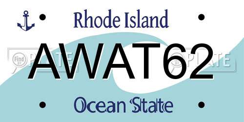 AWAT62 Rhode Island License Plate