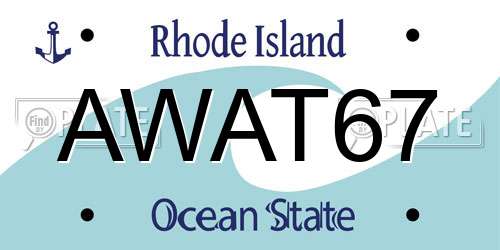 AWAT67 Rhode Island License Plate