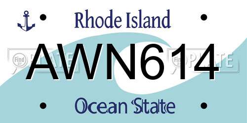 AWN614 Rhode Island License Plate