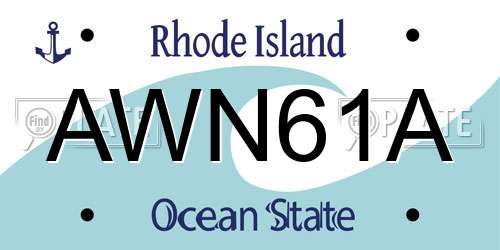 AWN61A Rhode Island License Plate