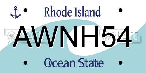 AWNH54 Rhode Island License Plate