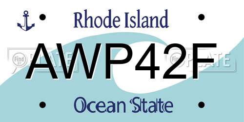 AWP42F Rhode Island License Plate