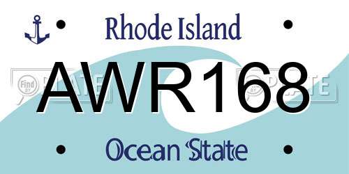 AWR168 Rhode Island License Plate