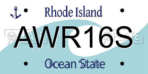 AWR16S Rhode Island License Plate