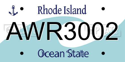 AWR3002 Rhode Island License Plate