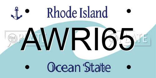 AWRI65 Rhode Island License Plate