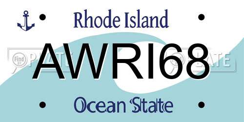 AWRI68 Rhode Island License Plate