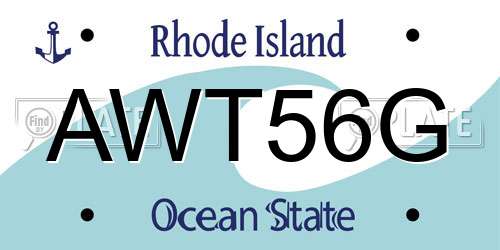 AWT56G Rhode Island License Plate