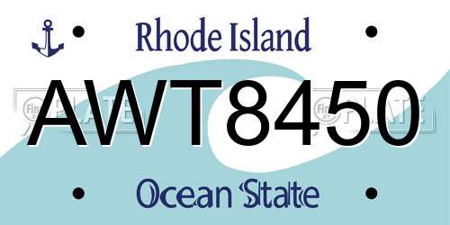 AWT8450 Rhode Island License Plate