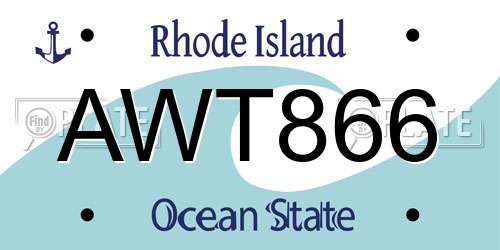 AWT866 Rhode Island License Plate