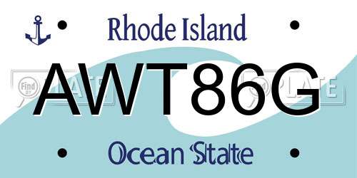 AWT86G Rhode Island License Plate