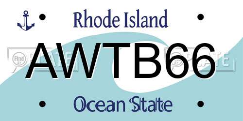 AWTB66 Rhode Island License Plate