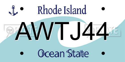 AWTJ44 Rhode Island License Plate