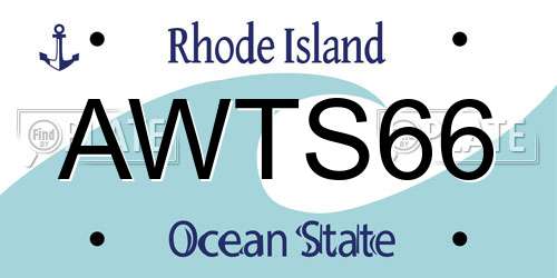 AWTS66 Rhode Island License Plate