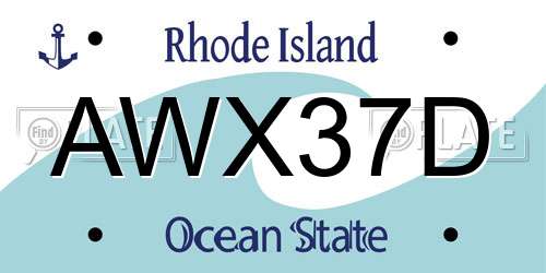 AWX37D Rhode Island License Plate
