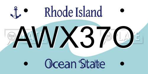 AWX37O Rhode Island License Plate
