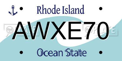 AWXE70 Rhode Island License Plate