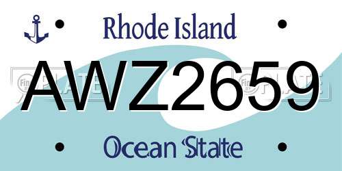 AWZ2659 Rhode Island License Plate
