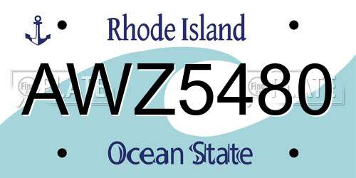 AWZ5480 Rhode Island License Plate