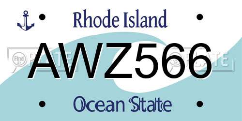 AWZ566 Rhode Island License Plate