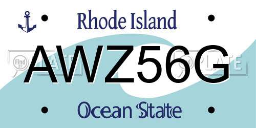 AWZ56G Rhode Island License Plate