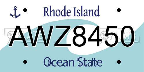 AWZ8450 Rhode Island License Plate