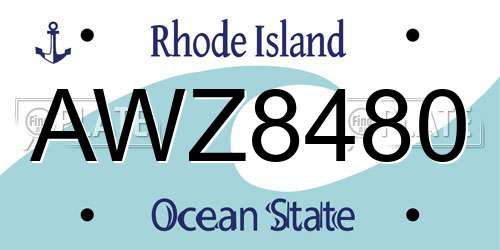 AWZ8480 Rhode Island License Plate