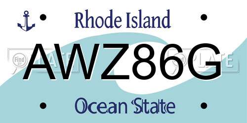AWZ86G Rhode Island License Plate