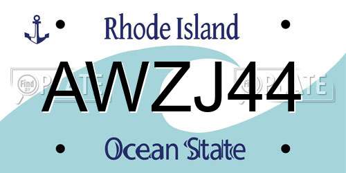 AWZJ44 Rhode Island License Plate