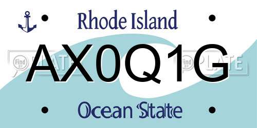 AX0Q1G Rhode Island License Plate