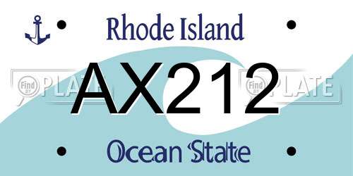 AX212 Rhode Island License Plate