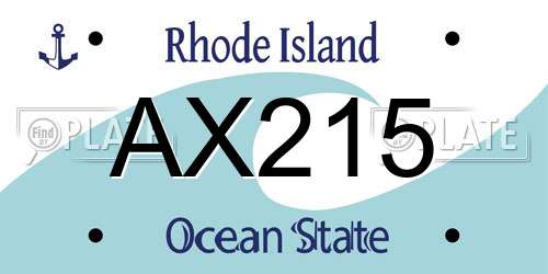 AX215 Rhode Island License Plate