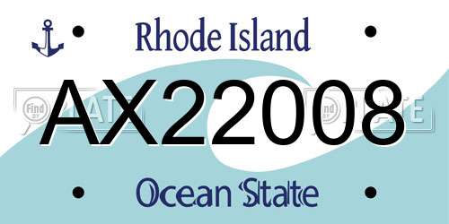 AX22008 Rhode Island License Plate