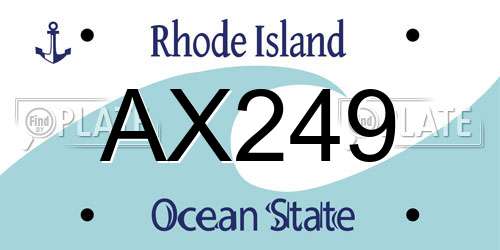 AX249 Rhode Island License Plate
