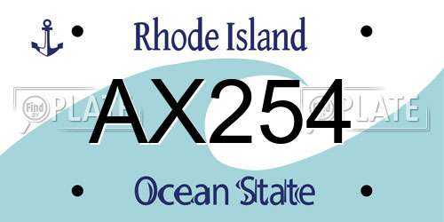 AX254 Rhode Island License Plate
