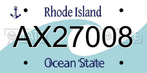 AX27008 Rhode Island License Plate