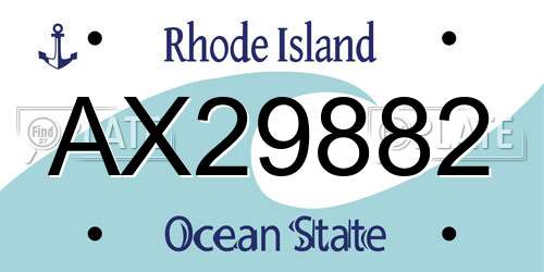 AX29882 Rhode Island License Plate