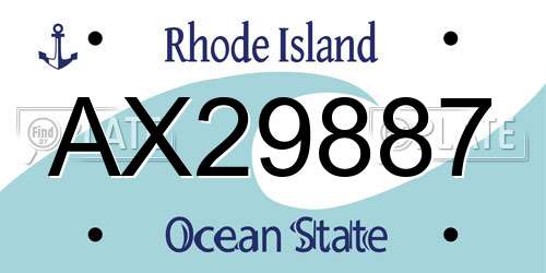 AX29887 Rhode Island License Plate
