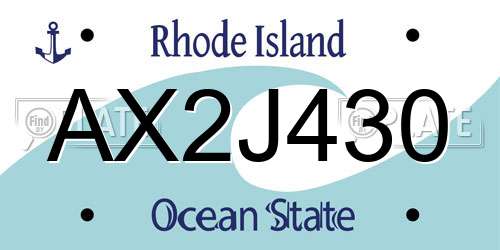 AX2J430 Rhode Island License Plate