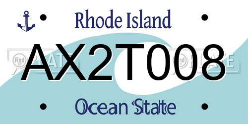 AX2T008 Rhode Island License Plate