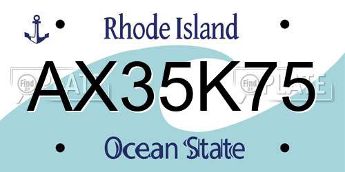 AX35K75 Rhode Island License Plate