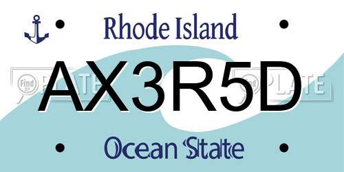 AX3R5D Rhode Island License Plate