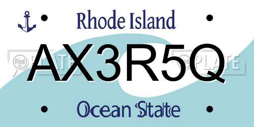 AX3R5Q Rhode Island License Plate