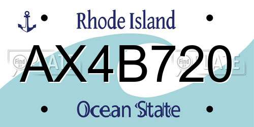 AX4B720 Rhode Island License Plate