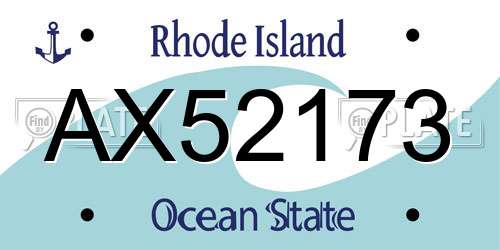 AX52173 Rhode Island License Plate