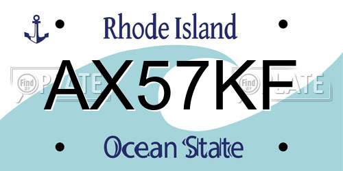AX57KF Rhode Island License Plate