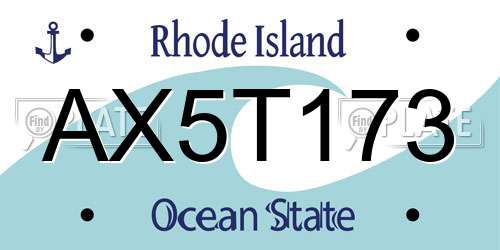 AX5T173 Rhode Island License Plate