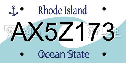 AX5Z173 Rhode Island License Plate