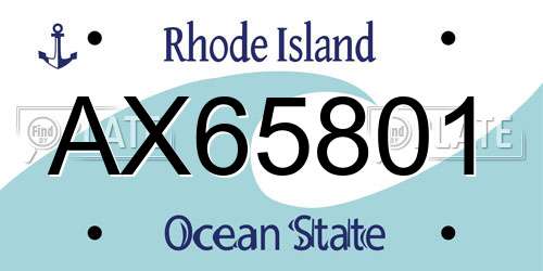AX65801 Rhode Island License Plate